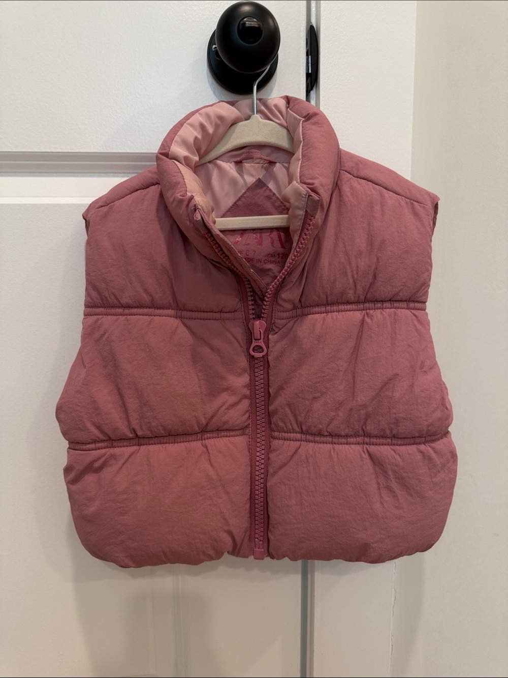 Zara Girls Dusty Rose Pink Puffer Vest